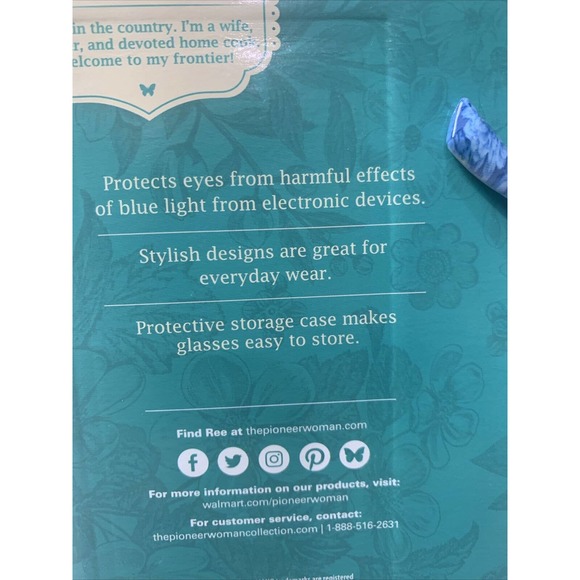 The Pioneer Woman "Vintage Floral" Blue Light Screen Protection Glasses W/ Case - Picture 5 of 6